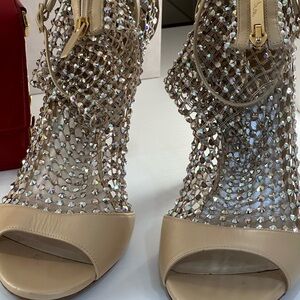 Rene Caovilla gold and Silver Mesh Heels
